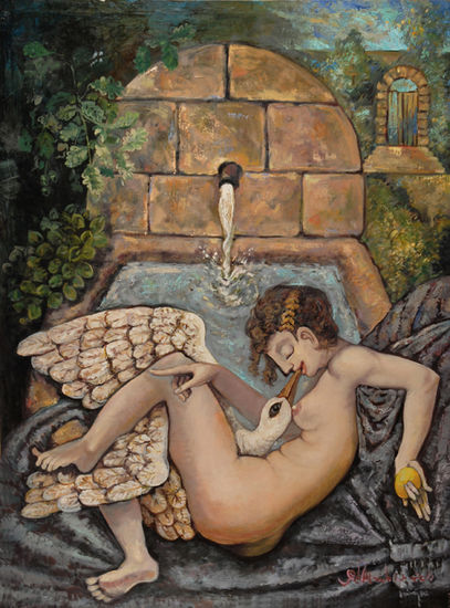 Leda o metáfora Oil Canvas Figure Painting