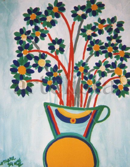 BOUQUET A L'OMPHALOS Acrylic Canvas Floral Painting