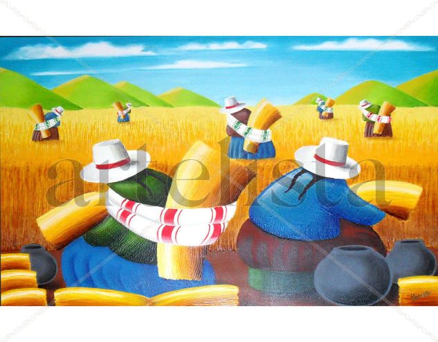 Sembradoras Cosehando espigas SEMB 01PG Oil Canvas Landscaping