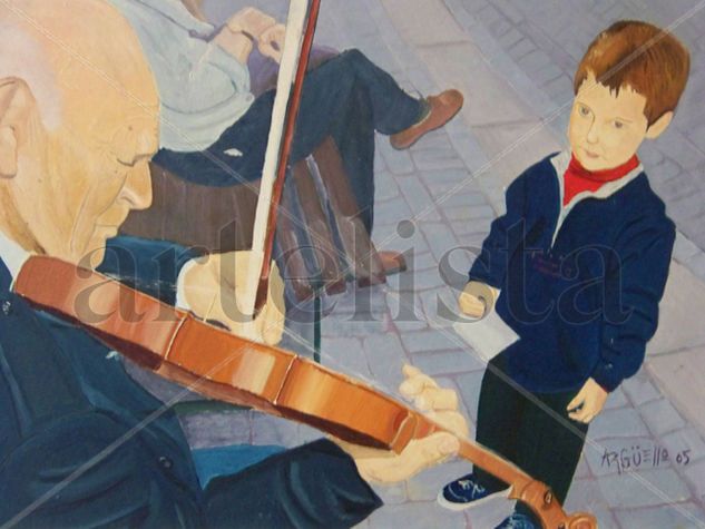 hombre con violin y niño 