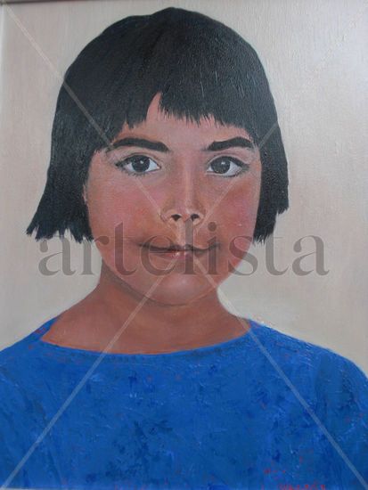 La niña de azul Oil Canvas Portrait