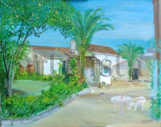 casa del pueblo Oil Canvas Landscaping