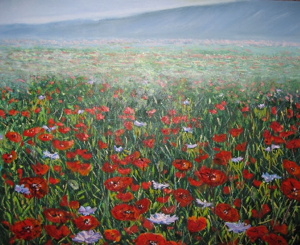 Campo de amapolas Oil Canvas Landscaping