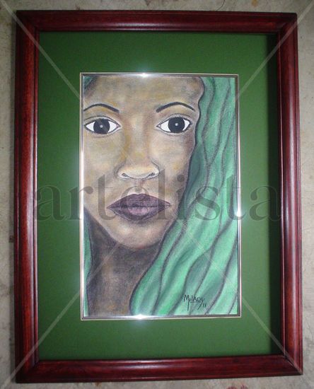 Rostro de mujer afrocostarricense 12 Pastel Papel Retrato