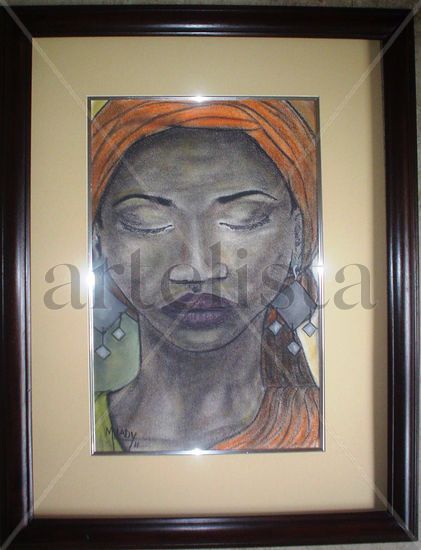 Rostro de mujer afrocostarricense 13 Pastel Paper Portrait