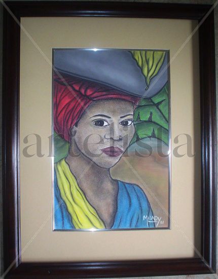 Rostro de mujer afrocostarricense 14 Pastel Paper Portrait