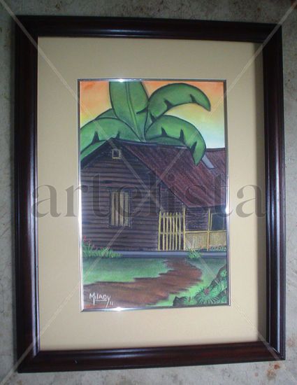 Casa de madera campesina costarricense 4 Pastel Papel Paisaje