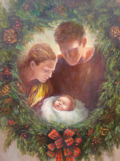 la familia en navidad Oil Canvas Others