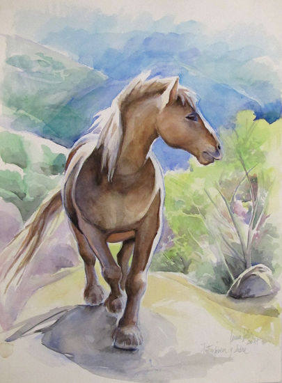 Potro en libertad Watercolour Paper Animals