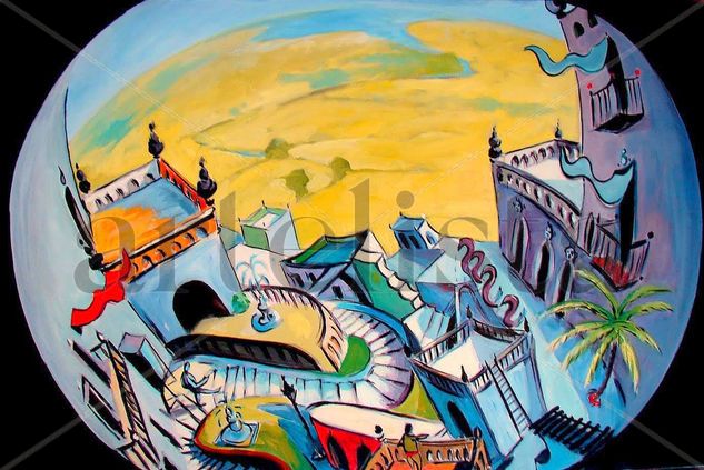 Ciudad imaginaria. Oil Canvas Landscaping