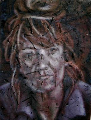 hier Mixed media Panel Portrait