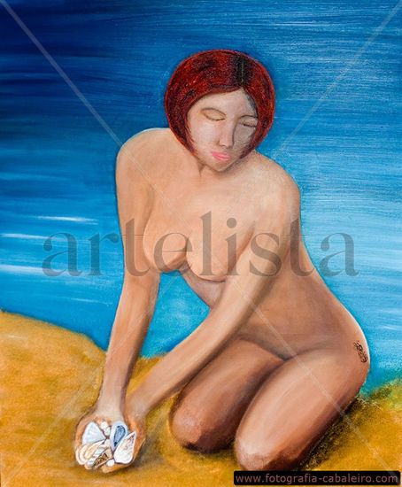 Mujer en la playa Óleo Lienzo Desnudos