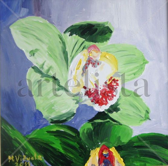 ORQUIDEA 1 Acrylic Panel Floral Painting