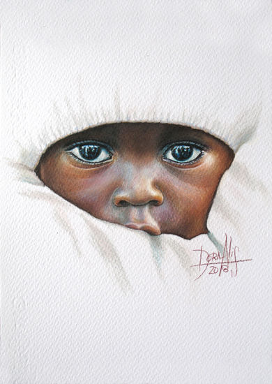 NIÑO DE AFRICA 102 Pencil (coloured) Card Portrait