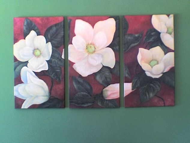 magnolia Acrylic Canvas Floral Painting