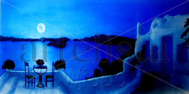 SANTONIRI AZUL EGEO (REPRODUCCION LIENZO/BASTIDOR) Ink Canvas Landscaping