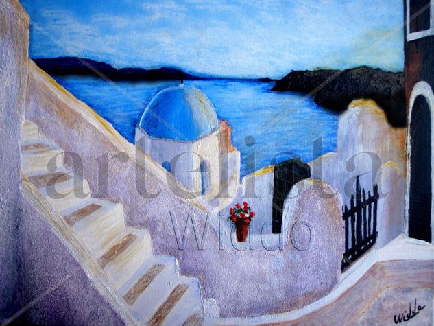 RINCÓN DE SANTORINI (REPRODUCCION LIENZO/BASTIDOR) Ink Canvas Landscaping