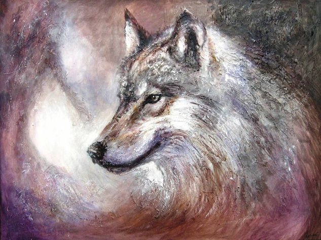 lobo Mixed media Canvas Animals