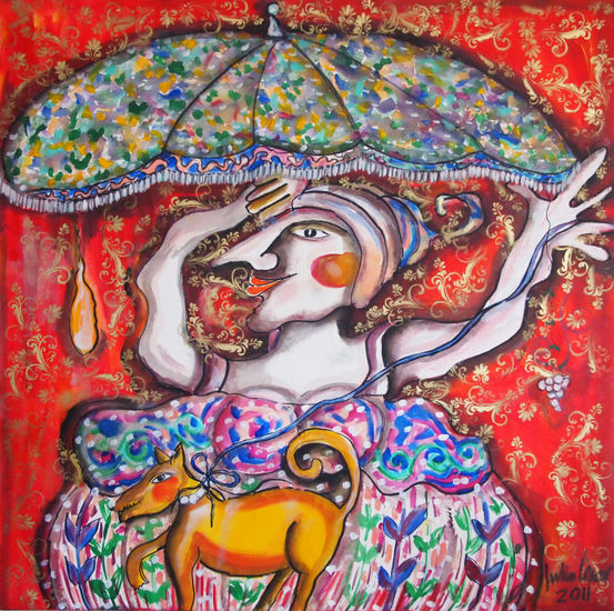 paraguas Acrylic Textile Figure Painting