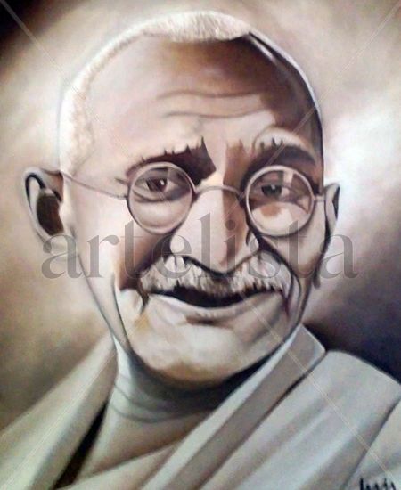 Gandhi Óleo Lienzo Retrato