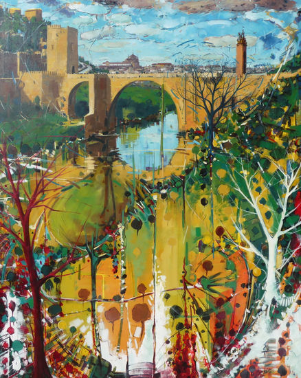 SUEÑO DE OTOÑO EN PUENTE ALCANTARA. Mixed media Canvas Landscaping