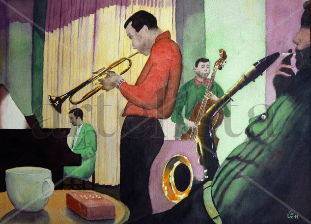 JAZZ Watercolour Paper Figure Painting