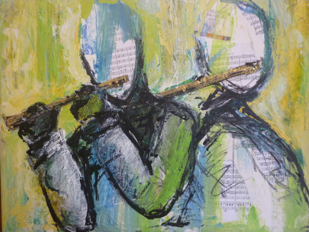Solo de Flauta durante el concierto de Thomas Clamor 50x 60 cm