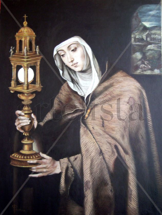 Santa Clara. Pintura al óleo sobre tabla. Reproducciones de obras de arte. Por encargo.