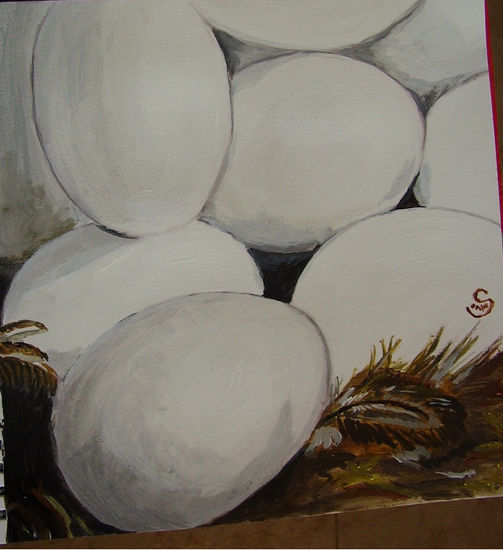 Nido de huevos Acrylic Paper Still Life Paintings