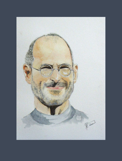 Steve Jobs Acuarela Papel Retrato