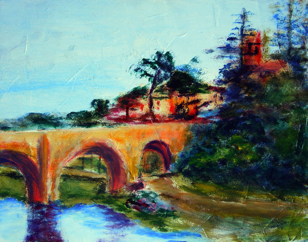 Puente en Besalu - Gerona Otros Tabla Paisaje