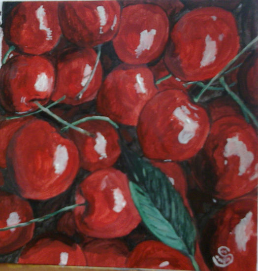 Cerises Acrylic Paper Still Life Paintings