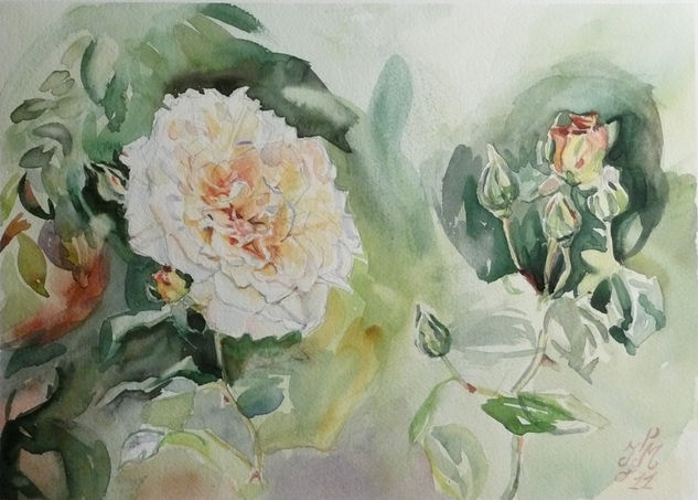 Rosa de otoño 1 Watercolour Paper Floral Painting