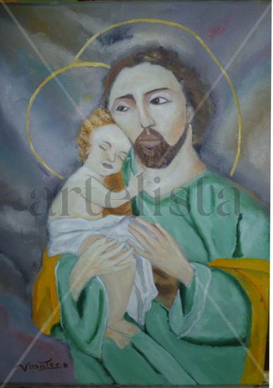 PEDRO I EL NIÑO  JESUS Oil Canvas Portrait