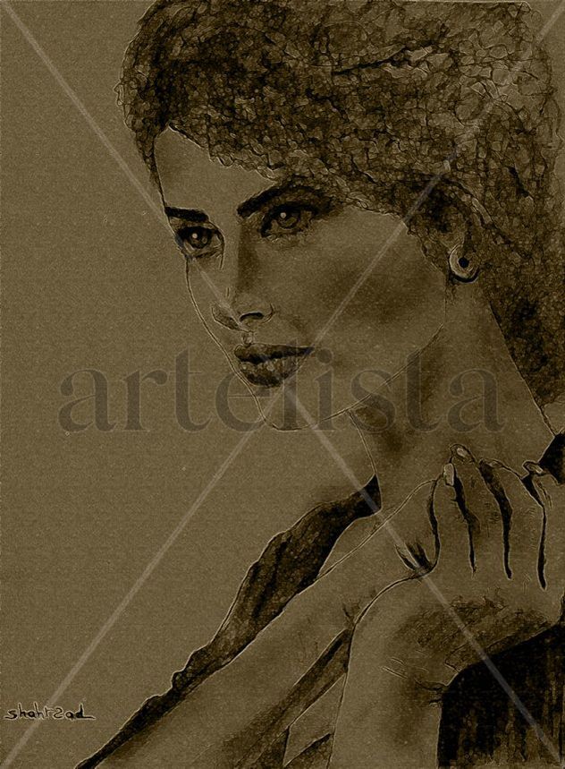 Curly hair drawing by Shahrzad ranji