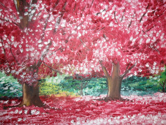 Scarlet trees Óleo Lienzo Otros