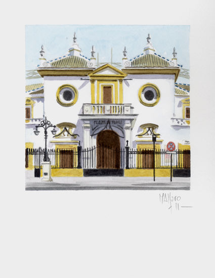 Acuarela. "La Maestranza" (Sevilla) Acuarela Papel Paisaje