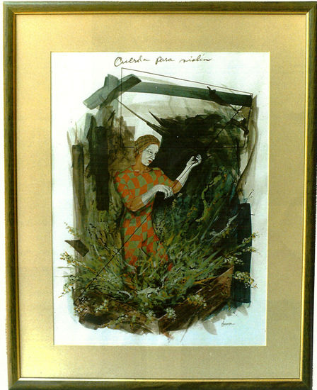 Cuerda para violin Gouache Cartulina Figura