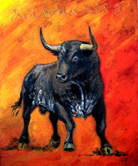 Toro bravo Óleo Lienzo Animales