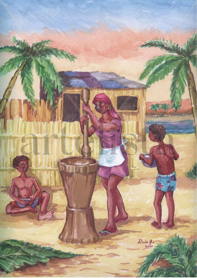 Pilando maiz