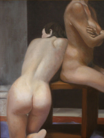 "La piel" Óleo Tabla Desnudos