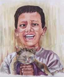 Niño con gato