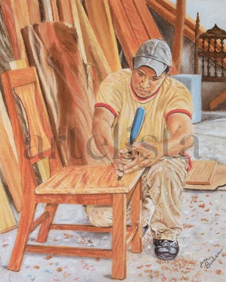 El Aprendiz Pastel Paper Figure Painting