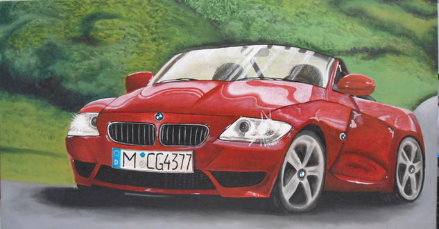 BMW ROJO Oil Canvas Figure Painting