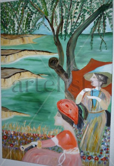 LAS  DAMAS, MAR ,JARDIN Oil Canvas Landscaping