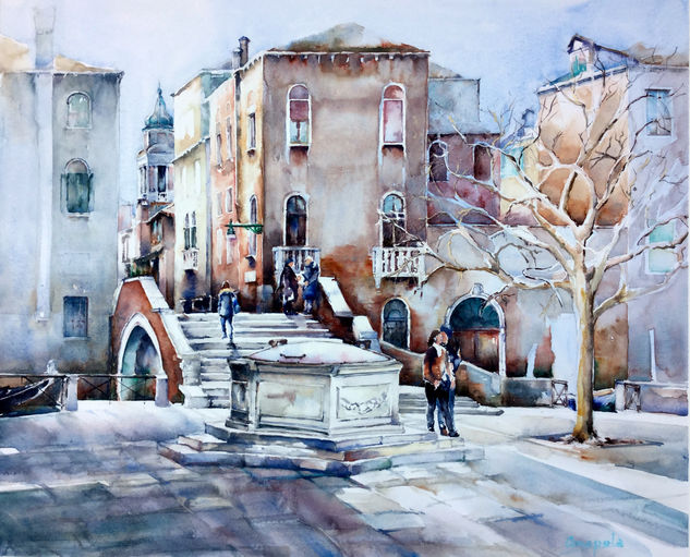 Campo dei Gesuiti, Amapola Herrera Watercolour Paper Landscaping