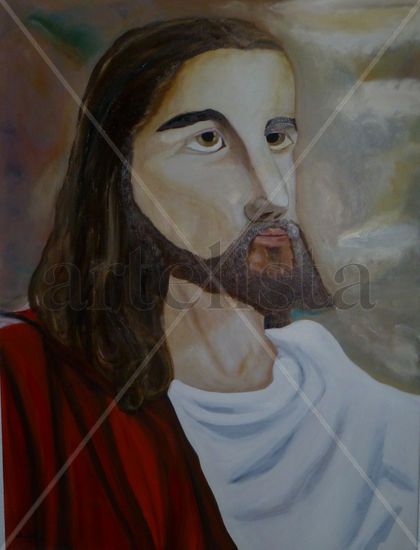 EL SAGRADO  CORAZON DE  JESUS Oil Canvas Portrait