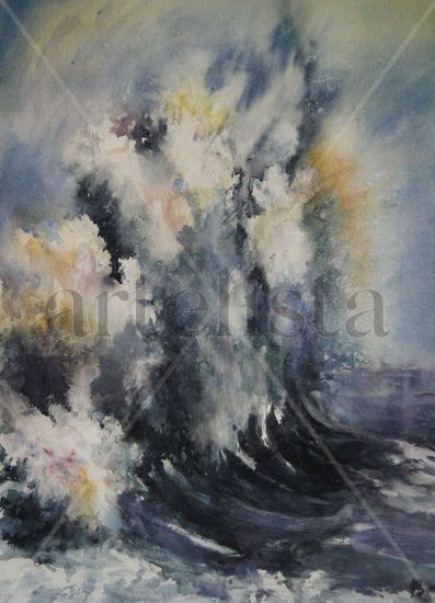 Tsunami Watercolour Canvas Landscaping