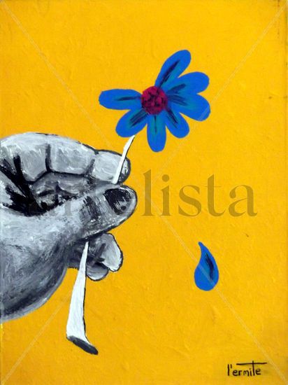 Mano en flor Acrylic Panel Floral Painting