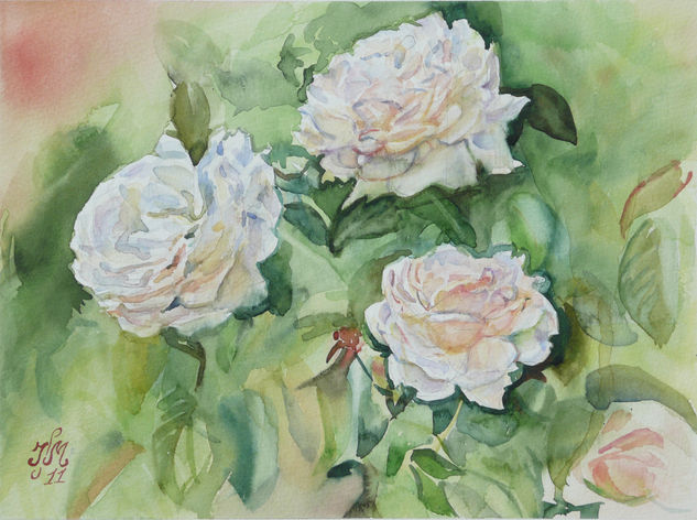 Rosas Blancas 5 Watercolour Paper Floral Painting